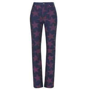 AFRM Huxley Baby Boot Shimmer Star Print High Rise Womens Jeans Stretch 26